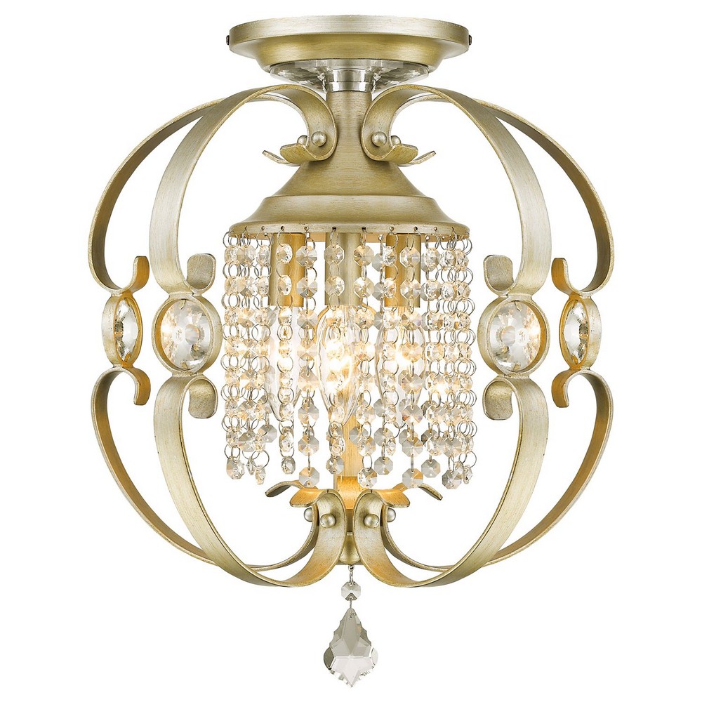 Golden Lighting-1323-SF WG-Ella - 3 Light Semi-Flush Mount White Gold  White Gold Finish